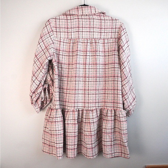 ASOS Design Boucle Smock Mini Shirt Dress with Peplum Hem Sz 00 EUC Feminine - Picture 2 of 8